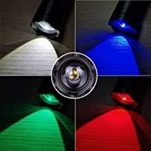 4 Color in 1 Rechargeable Flashlight,50000 Lumens Red White Blue Green Light LED Flashlights Zoomable Waterproof Multicolor Tactical Torch for Night Vision Fishing Camping Hiking