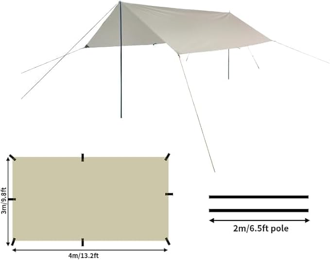 DANCHEL OUTDOOR B2A Waterproof Roomy Interior Yurt Tent, No Center Pole Bell Tent 4/8 Person Family Camping Glamping, 4 Season Hot Tents with Stove Jack 300D Oxford Nylon, 13ft/16.4ft Khaki