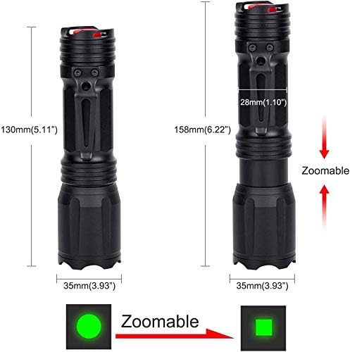 WINDFIRE Red Green Blue White Light Tactical Flashlight, Multi-Color Zoomable Hunting Flashlight, Hog Coyote Fox Predator Light for Camping Hiking
