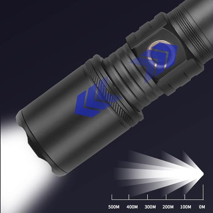 1200000 Lumens Flashlight USB Rechargeable Powerful Super Bright LED Flash Light,Outdoor Waterproof Zoomable Tactical Flashlight Handheld Torch for Emergency,Camping,Hiking