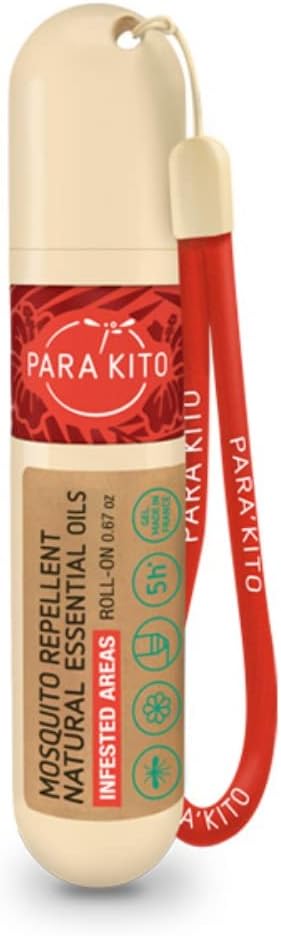 PARAKITO Roll-on Gel Mosquito Repellent for Kids & Adults | w/Vitamin E & Citronella Oil | Travel Size Bug Repellent for Hiking & Camping Accessories | DEET-Free Protection (0.67 oz)