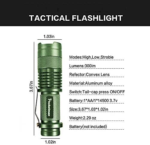 MODOAO 3 Modes LED Flashlight Torch Tactical Lamp Mini Light for Camping Hiking Emergency (Lightgreen)