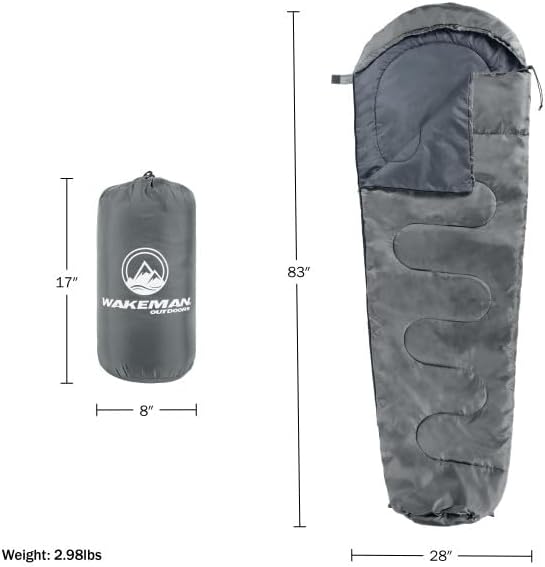 Mummy Sleeping Bag - Adult Cold Weather Sleeping Bag Rated to 25°F - Waterproof with Drawstring Hood - Camping Equipment by Wakeman Outdoors