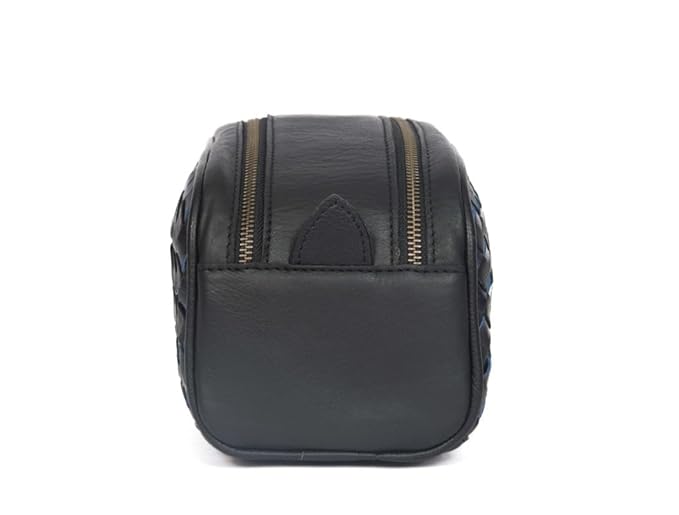 10" Premium Leather Toiletry Travel Pouch With Waterproof Lining | King-Size Handcrafted Vintage Dopp - Kit, Gift for Father's Day By Aaron Leather Goods (Black)