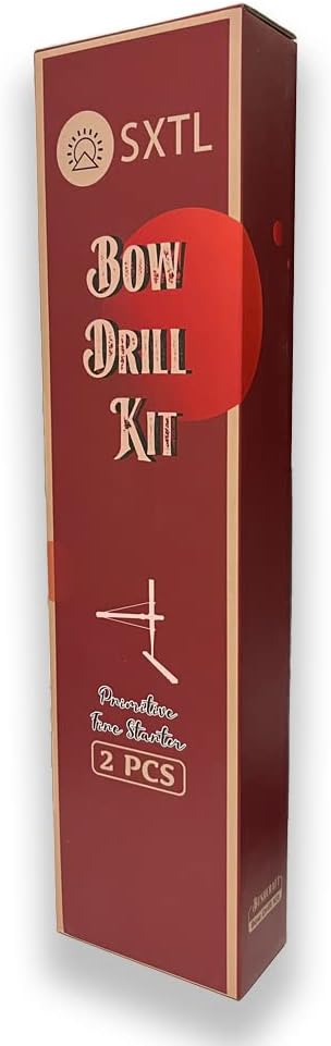 SXTL Bow Drill Fire Starter Kit Outdoor Survival Practice Tool, Friction Fire Starter for Scout, Backpacking and Camping, Survival Training and Teaching