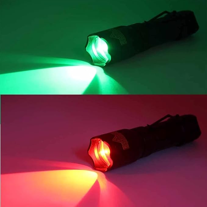 4 Color in 1 Rechargeable Flashlight,50000 Lumens Red White Blue Green Light LED Flashlights Zoomable Waterproof Multicolor Tactical Torch for Night Vision Fishing Camping Hiking