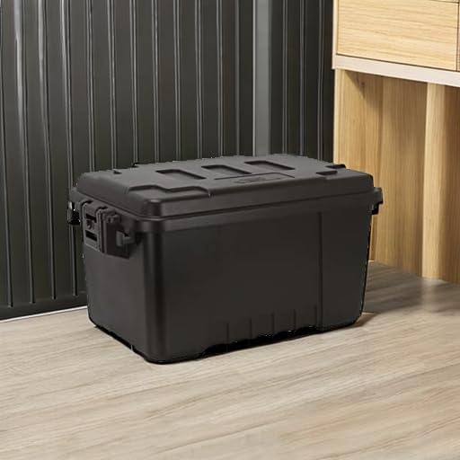 Plano Sportsman Trunk, Black, Small, Lockable Storage Box, Airline Approved Sportsman Trunk, Hunting Gear and Ammunition Bin, Heavy-Duty Containers for Camping, 56-Quart