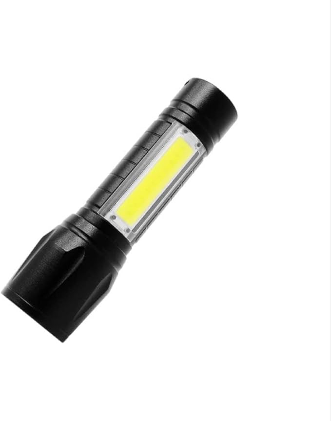 Light Saver LED Tactical Flashlight, USB Rechargeable, Waterproof, Ultra Compact Featherweight, Incredibly Bright Built-In Lantern for Outdoor Camping & Emergency: Black Adjustable Zoom Focus (1-Pack)