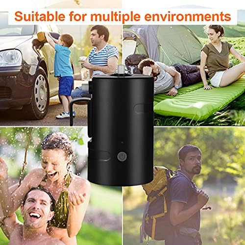 Portable Camping Shower, Built-in 4400mAh, USB Rechargeable IPX7 Waterproof Battery Shower Pump+Collapsible Bucket for Family Camp Hiking Backpacking Travel Beach Pet Flowering, Outdoor