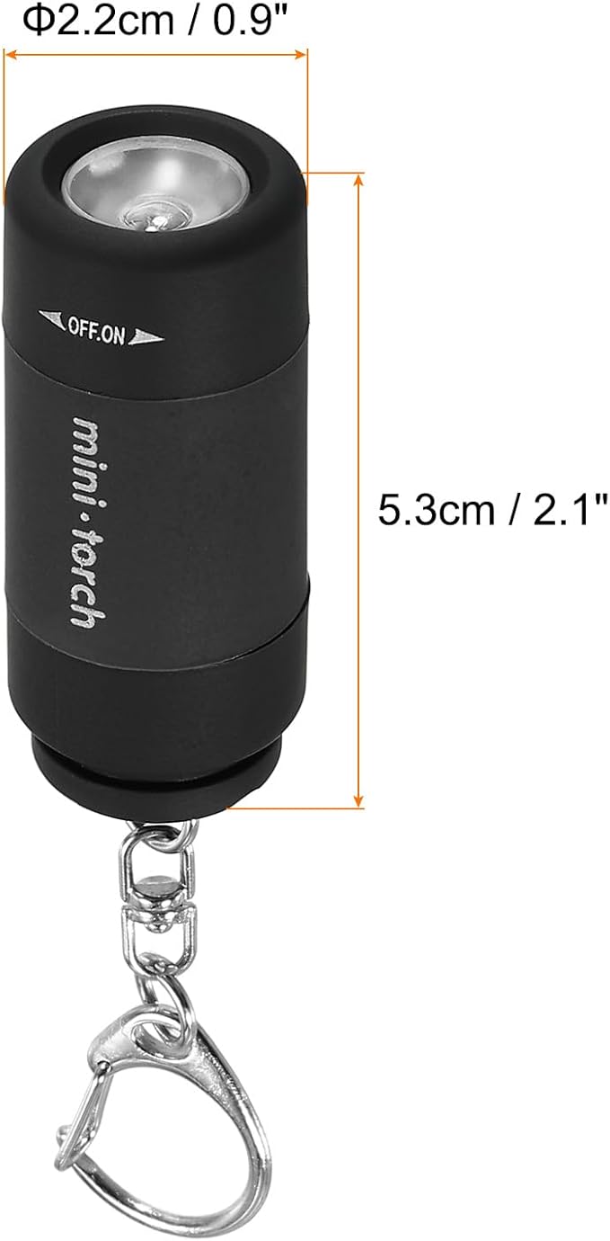 PATIKIL 2.1" Mini Rechargeable LED Keychain Flashlight, EDC Portable Small Torch with USB Charging for Everyday Carry, Black