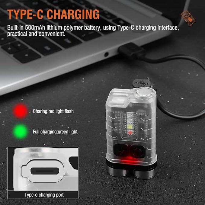 Mini Flashlight, 900 High Lumen Keychain EDC Flashlight, Super Bright Pocket USB Rechargeable Small Tactical Handheld LED Flash Light with Magnetic Waterproof for Camping, Hiking, Emergencies