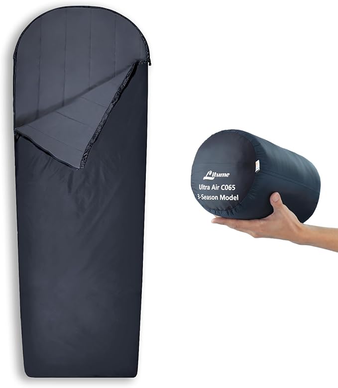 Litume Compact Velvet Lined Sleeping Bag, Lightweight Three Season Sleeping Bag, Water Repelling Sack for Warm and Cold Weather, Comfortable, Backpacking, Hiking, Camping, Traveling