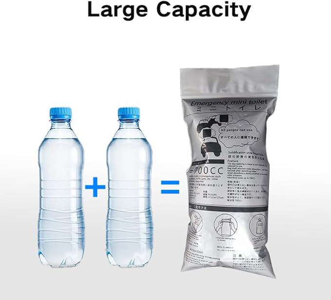 Disposable Urine Bag for Travel, Mobile Emergency Toilet in Car, 700 ml Gel Urine Bags for Camping Toilets, Traffic Jam, Vomit Bags, Portable Toilets for Adults, Children