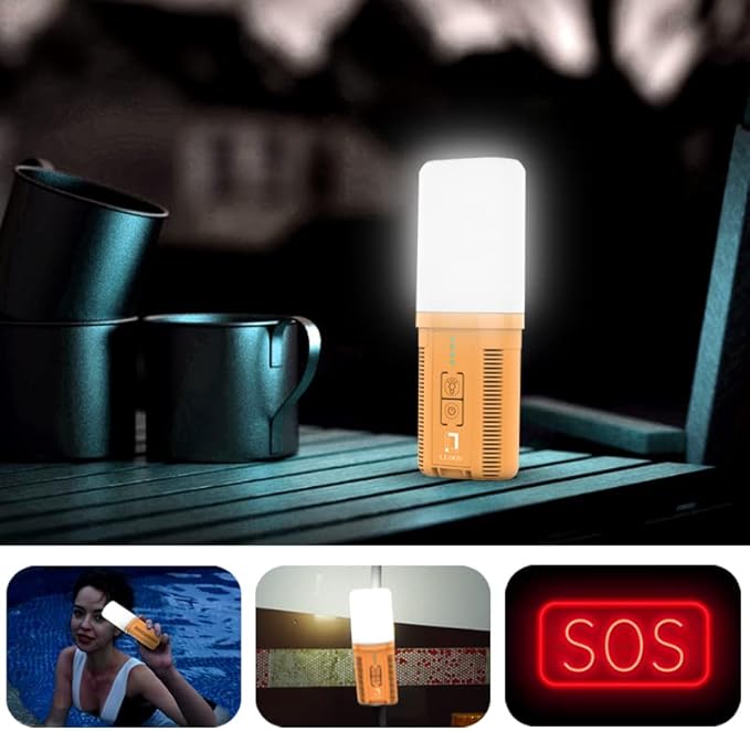 Portable Camping Shower, Handheld Camp Pump with Rechargeable 4400mAH Battery and 130LM Lighting Device for Outdoor Camping,Hiking,Traveling