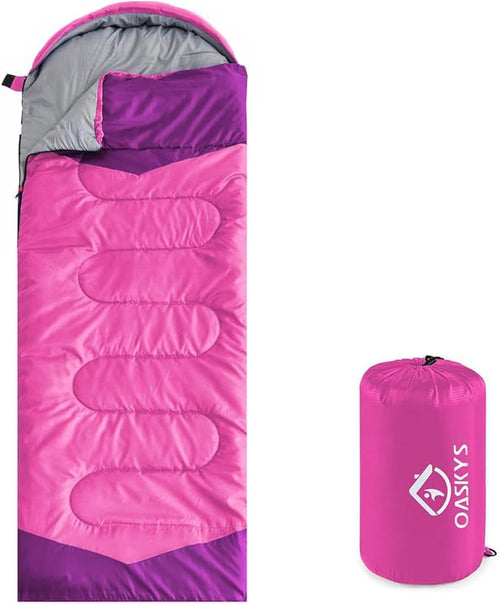 oaskys Camping Sleeping Bag - 3 Season Warm & Cool Weather - Summer Spring Fall Lightweight Waterproof for Adults Kids - Camping Gear Equipment, Traveling, and Outdoors