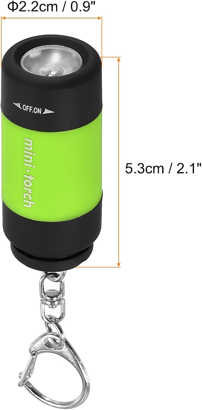 PATIKIL 2.1" Mini Rechargeable LED Keychain Flashlight, EDC Portable Small Torch with USB Charging for Everyday Carry, Light Green