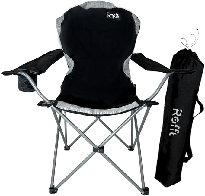 Camping Folding Chairs | Heavy Duty | Supports 250 LBS | Steel Frame | Collapsible with Cup Holder | High Back | 21" D x 36" W x 42" H
