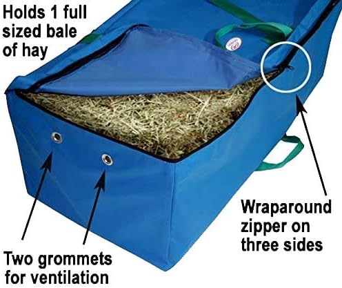 Derby Originals Hay Bale Bag Large 600D Waterproof with Leaf & Basket Hand Tooled Leather Accents 44" x 20" x 16"