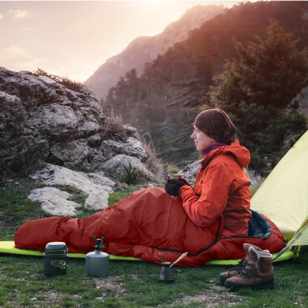 Mummy Sleeping Bag - Adult Cold Weather Sleeping Bag Rated to 25°F - Waterproof with Drawstring Hood - Camping Equipment by Wakeman Outdoors