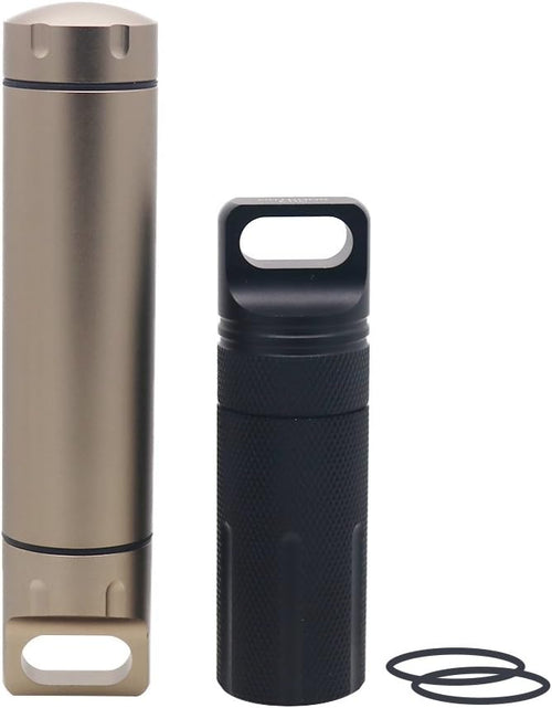 HRX Package Outdoor Waterproof EDC Survival Container Capsule, Airtight Aluminum Pill Bottle Organizer, Match Seal Storage Case,Camping Essentials Emergency Tool
