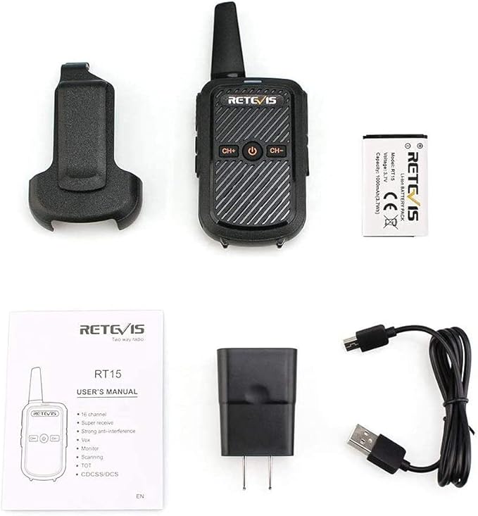 Retevis RT15 Mini Walkie Talkies 3 Pack,Small Portable 2 Way Radios Walkie Talkies,Compact,Walky Talky Rechargeable for Family Warehouse Hiking Camping Gift