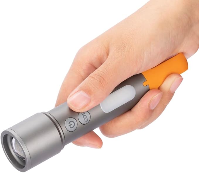 ALONEFIRE Z8 LED Flashlight High Lumens 10W Zoomable Type C USB Rechargeable COB Keychain Work Light Multicolor Lens Flashlight with Portable Hook for Camping Hiking Hunting Tracking Emergency