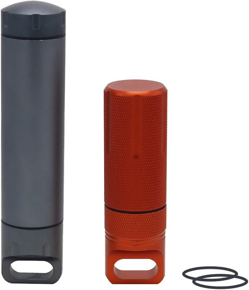 HRX Package Waterproof Outdoor EDC Survival Container Capsule, Airtight Aluminum Pill Bottle Organizer, Match Seal Storage Case, Camping Essentials Emergency Tool