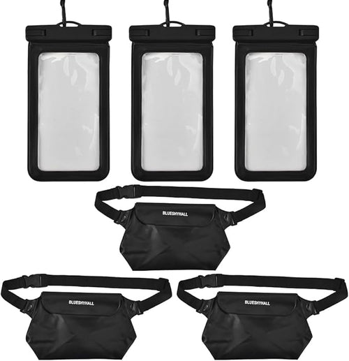 JSCARLIFE Waterproof Phone Pouch Fanny Pack (6 Pack), Waterproof Bag for Cruise Boating Swimming Snorkeling Kayaking Beach Poo Accessories, Waterproof Case Water Protector Waist Pouch for Women Men