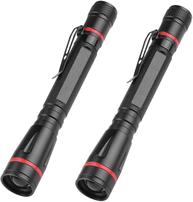 LUXJUMPER 2 Packs Pen Flashlights, 100 Lumens Bright Small Flashlight 3 Modes, Powered by AAA Batteries, Water Resistant, Tail Switch Pocket EDC Flashlight with Clip for Camping, Emergency, Gift