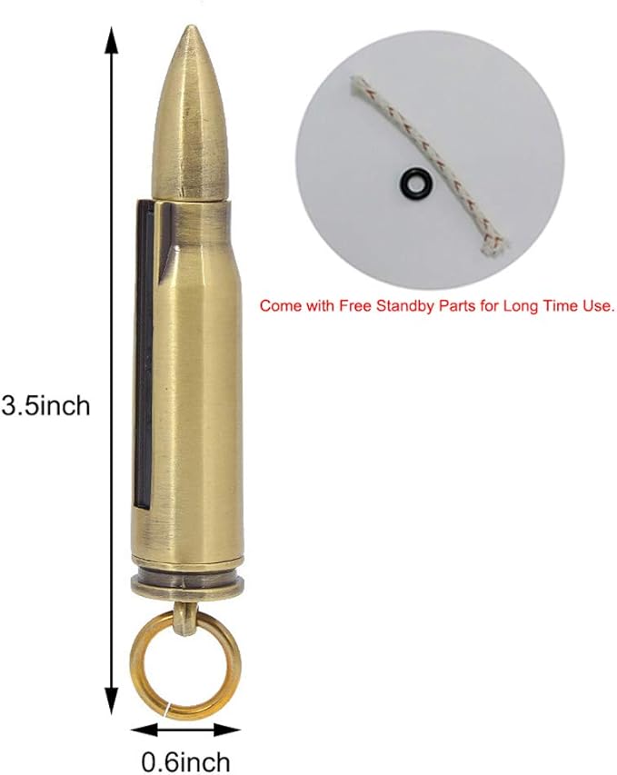 Keychain Matchstick Fire Starters, Waterproof Permanent Metal Match with Flint Matchstick, Portable Kerosene Refillable Lighter for Emergency Survival Gear