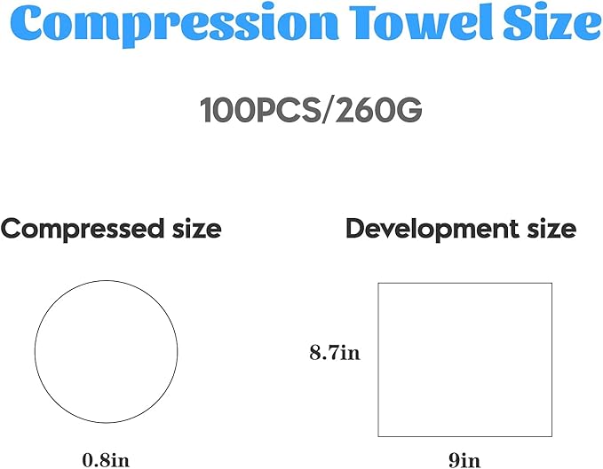 100 PCS Compressed Towels, Compressed Towels for Camping, Compressed Cotton Coin Tissue Towel, Disposable Face Compressed Towels, Camping Towels, Compressed Towel Tablet, Camping,100PCS(8.6in×9in)