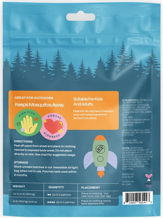 Cliganic Mosquito Repellent Stickers (90 Pack) - Positive Vibes Patches for Kids, Natural DEET-Free, Essential Oil Infused