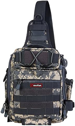 Piscifun Tackle Bag With Rod & Gear Holder - Lightweight Sling Storage Bag, Outdoor Shoulder Pack for Fishing, Hiking, Hunting