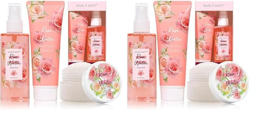 BODY & EARTH Body Mist Gift Set - Spa Gifts for Women, Perfume, Body Lotion, and Body Scrub in a Rose Water Box- Perfect Birthday Gifts for Mom Girlfriend, Valentines Day Gifts for Her (Pack of 2)
