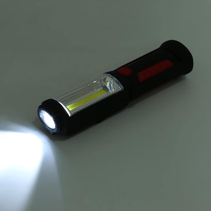 LED Flashlight Rechargeable, Rechargeable Flashlights Magnetic Flashlight Cob Work Light Portable Inspection Light Floodlight Pocket Worklight for Home Garage Travel Camping Emergency Repair(red)