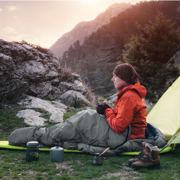Mummy Sleeping Bag - Adult Cold Weather Sleeping Bag Rated to 25°F - Waterproof with Drawstring Hood - Camping Equipment by Wakeman Outdoors