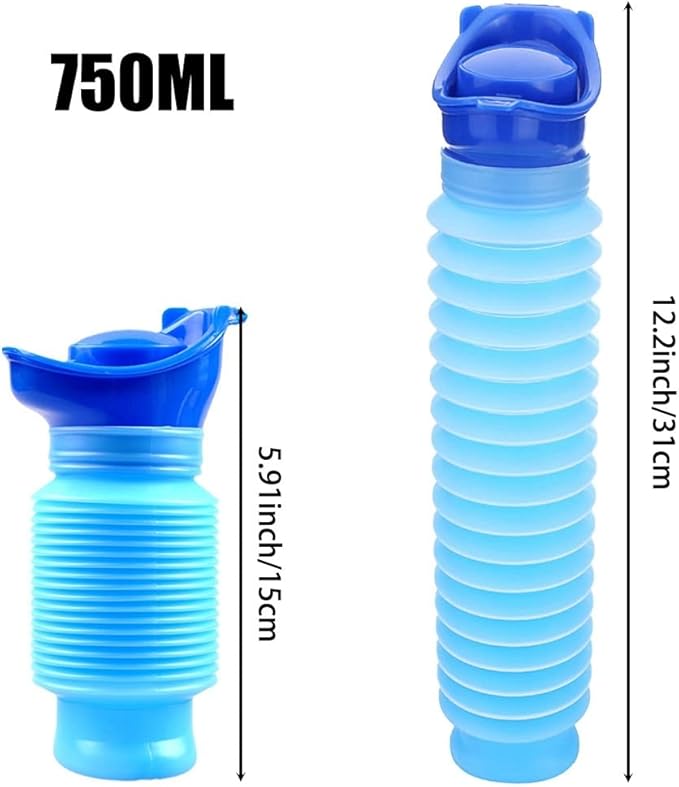 MiOYOOW Portable Urinal Bottle, Shrinkable Emergency Urinal Leakproof Pee Bottle for Car Camping Hiking Traveling (600ML/750ML)