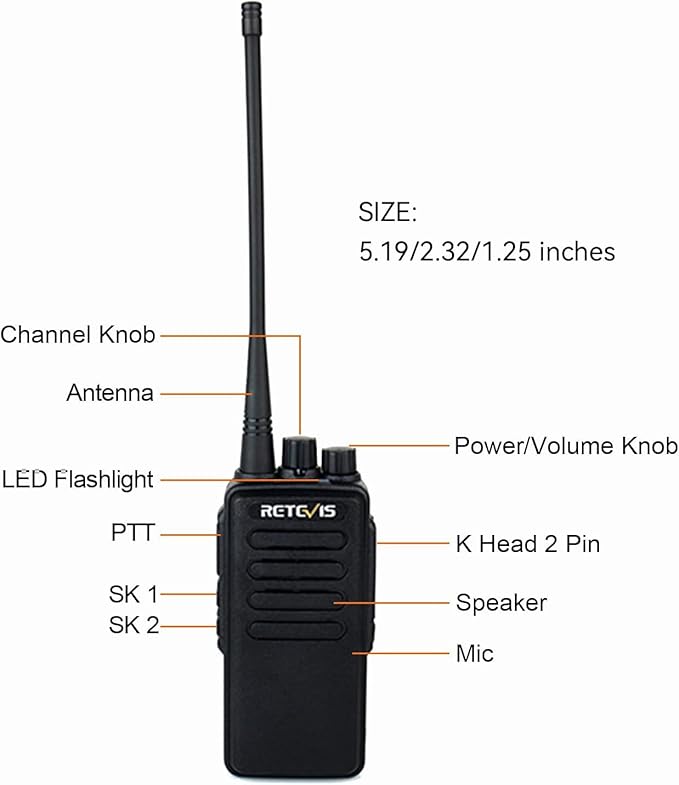 Retevis RT1 Long Range Walkie Talkies,High Power 2 Way Radio with 3000mAh Rechargeable,Emergency Alarm Walkie Talkie for Hunting(2 Pack)