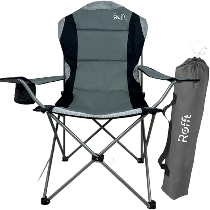 Camping Folding Chairs | Heavy Duty | Supports 250 LBS | Steel Frame | Collapsible with Cup Holder | High Back | 21" D x 36" W x 42" H