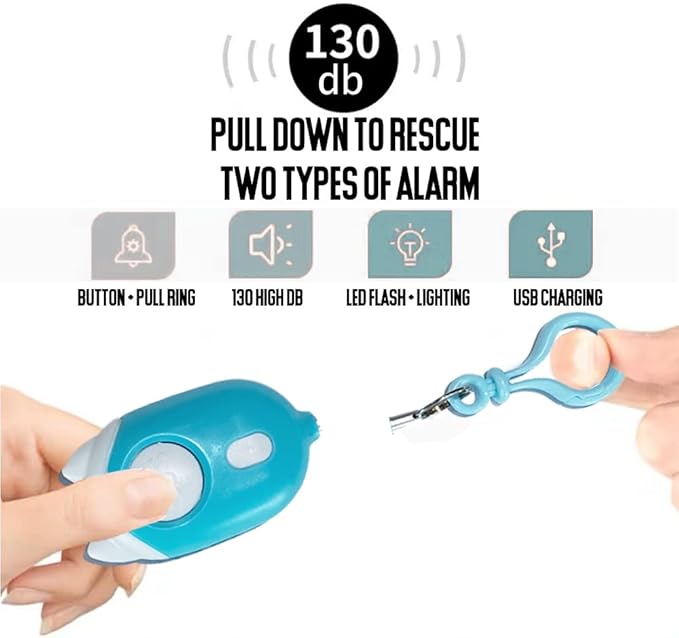 Personal Safety Alarm for Woman,Rechargeable Self Protection Alarm&Keychian 130dB with Double Emergency LED Flashlight for Woman,Men,Kids,Elderly(No Charging Cable)