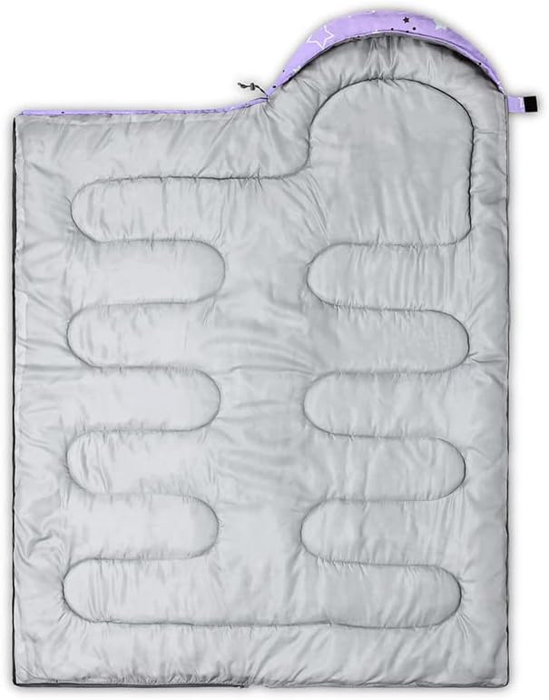 Datura home Kids Sleeping Bag for Boys,Lightcolor Purple Star-Lightweight Warm Outdoor Indoor-Waterproof Cold Weather Resistant Sleeping Bag for Camping Hiking(Star 32"*90")