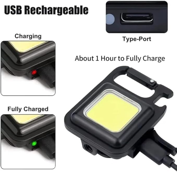 10 Pack COB Mini LED Flashlight Keychain Light, Multifunctional Portable Bright Small EDC Rechargeable LED Flash Light, USB Charging Work Lights for Camping, Outdoor, Fishing, Emergencies