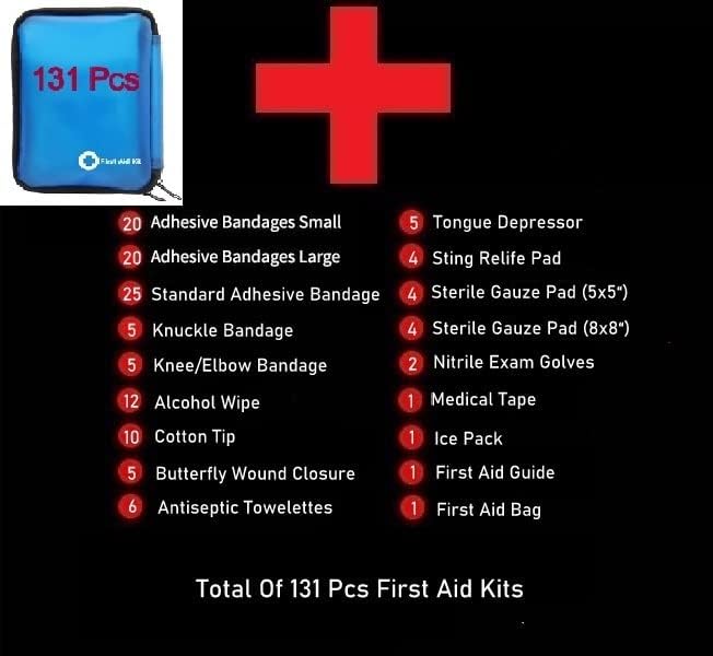 Galaxy 131 Pcs First Aid Kits Tool for Survival Emergency Trauma Military Combat Tactical Medical Hunting Camping Hiking IFAK EMT Bag (131 Pcs Blue First Aid Kits)