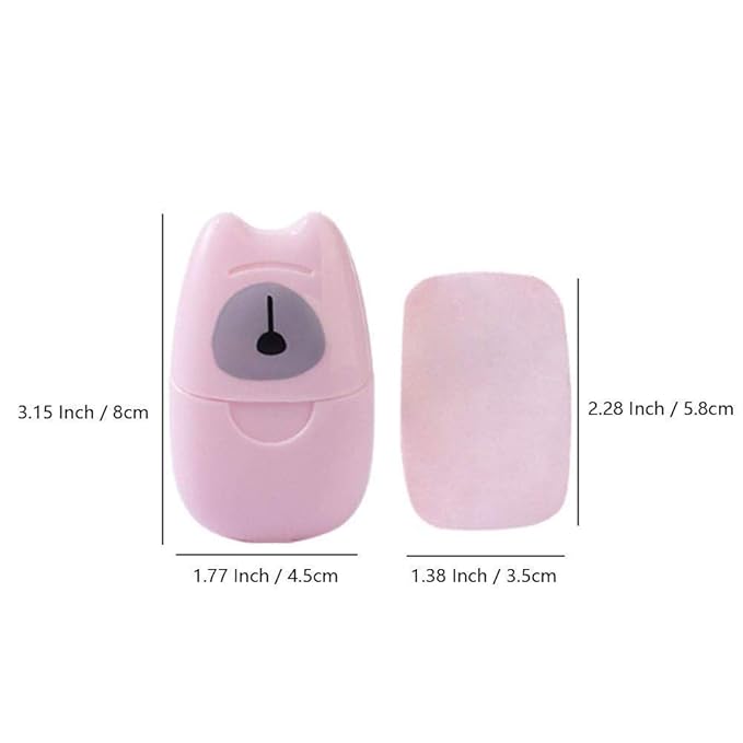 1 Box (50 Sheets) Mini Portable Travel Soap Paper Sheets Disposable Hand Washing Bath Scented Paper Soap for Outdoor, Camping Hiking (Pink)