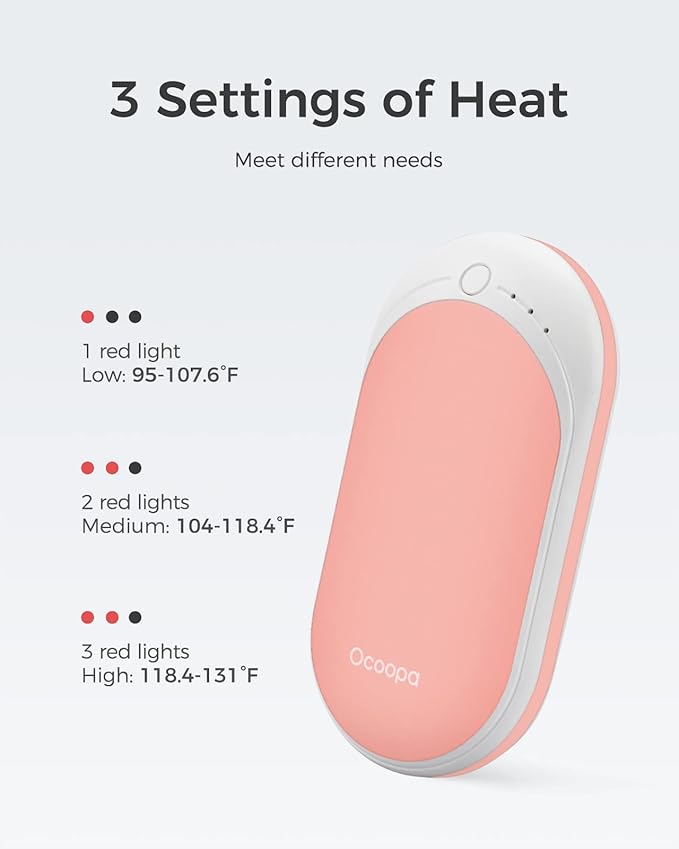 OCOOPA Hand Warmers Rechargeable, 1 Pack 5200mAh Electric Portable Pocket Heater, Heat Therapy Great for Raynauds, Hunting, Golf, Camping, Women Mens Gifts