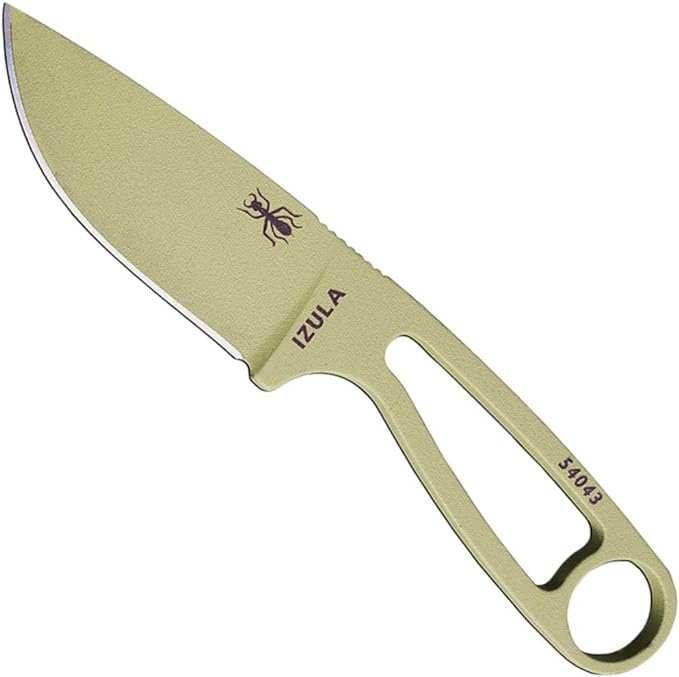 ESEE Knives Izula Fixed Blade Knife w/Survival Kit, Sheath & Clip Plate (Desert Tan)