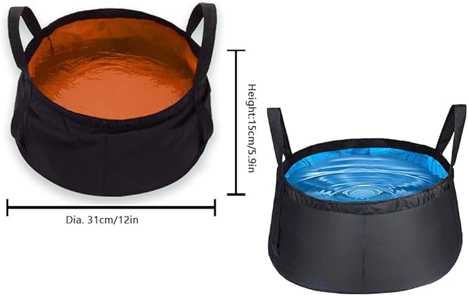 2 Pack Collapsible Bucket with Handle 2 Gallon Portable Camping Wash Basin Folding Water Container for Fishing Beach (Red+Blue)