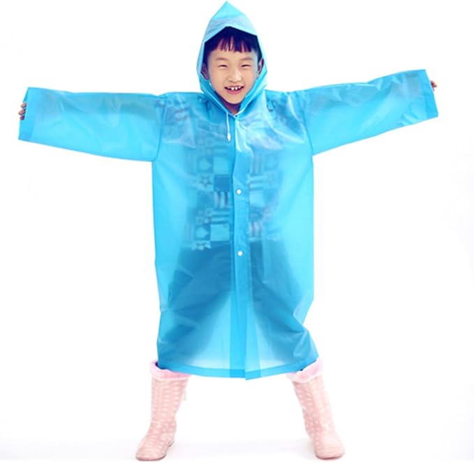 2Pcs Kids Portable Reusable Rain Poncho Children Raincoats Sporting Traveling