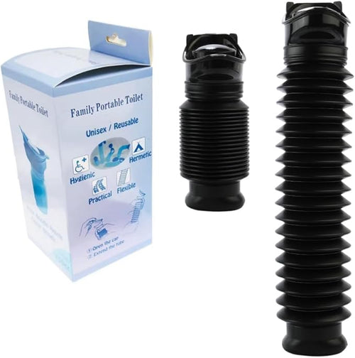 Portable Mini Outdoor Camping Travel Shrinkable Personal Mobile Toilet Bottle,Unisex Adjustable Emergency Urinal Portable Toilet for car 750ml (Black)