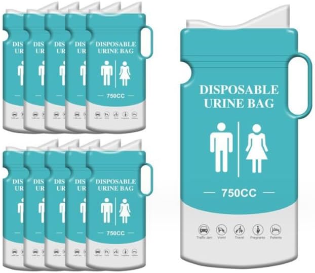 Veewon 4pcs Urine Bag 750ML Disposable Urinal Bag for Travel Unisex Urinal Bag Suitable for Camping, Traffic Jams, Pregnant, Patient, Kids